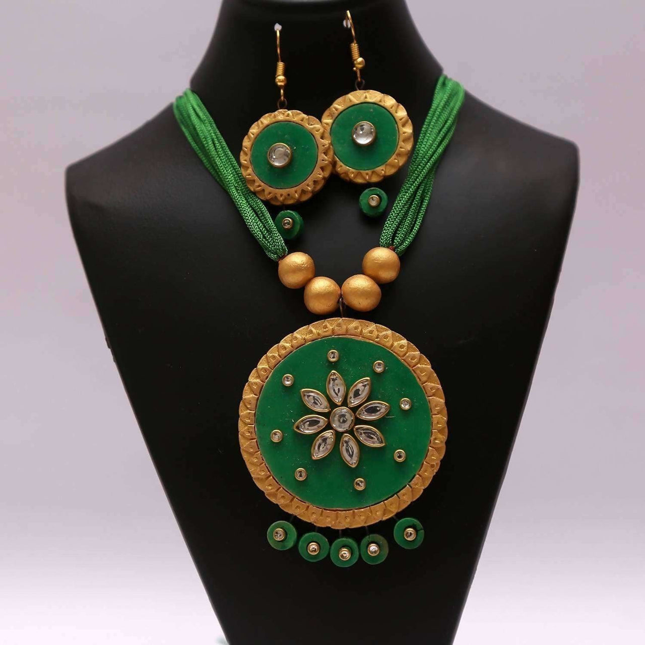 Terracotta Hand Made Kundan Work Jewelry Set