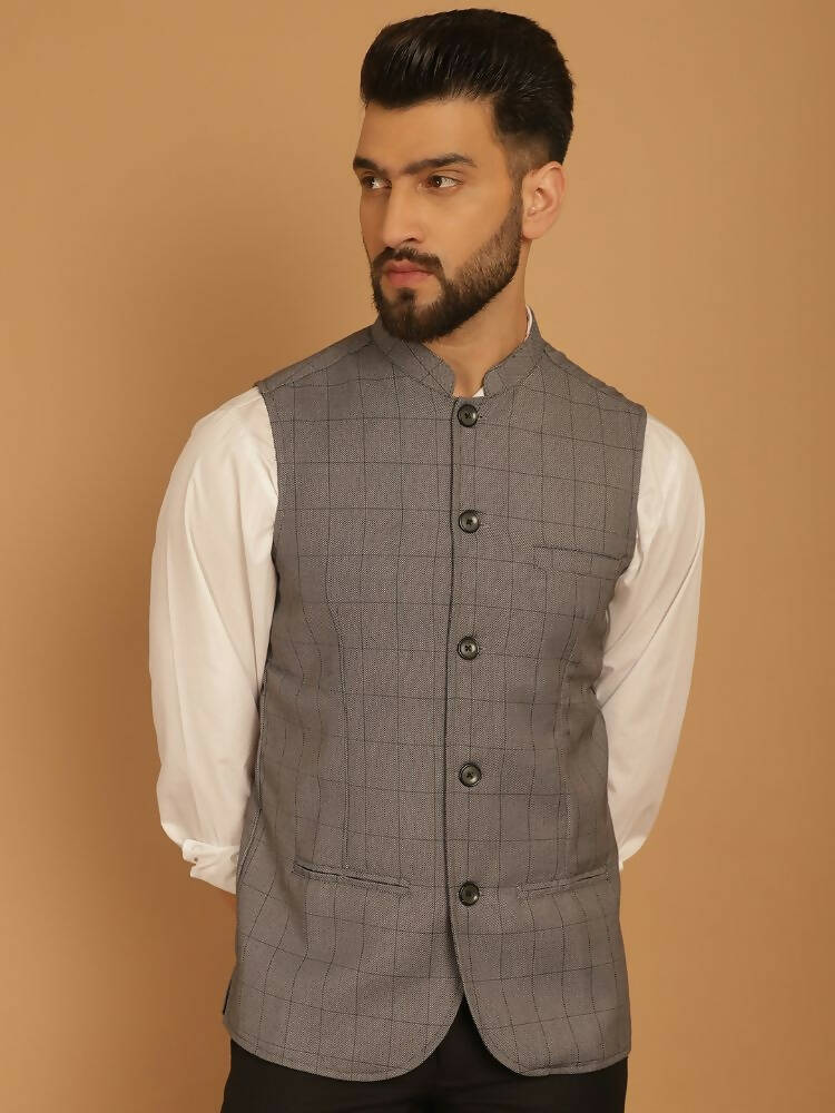 Even Apparels Nehru Jacket With Welt Pockets - Grey - Distacart