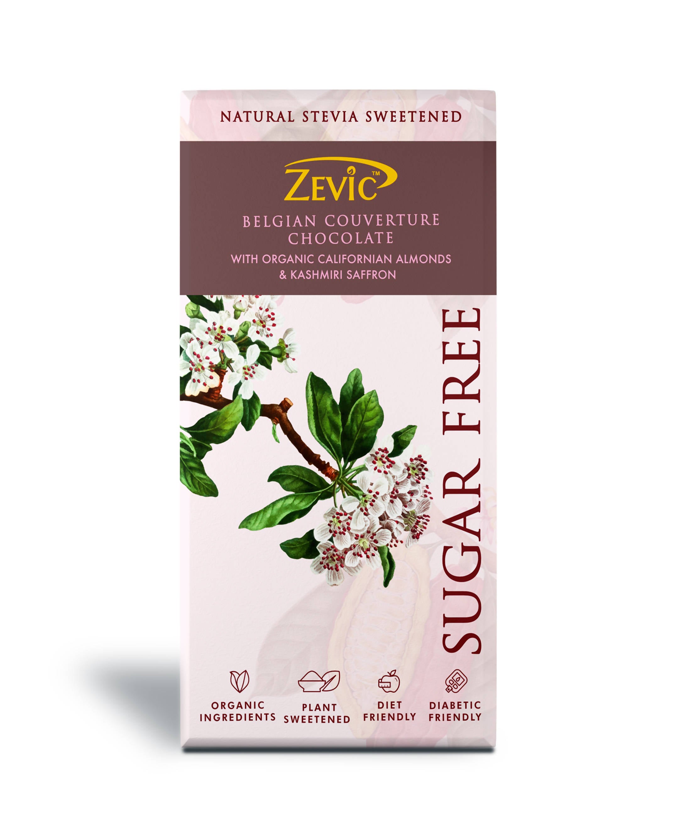 Zevic Belgian Couverture Chocolate with Organic Californian Almonds and Kashmiri Saffron