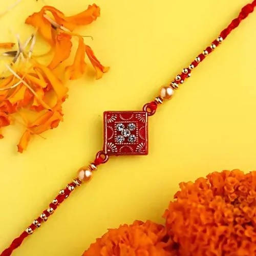 Sleek American Diamond Rakhi And Almond Treat Chocolate - Distacart