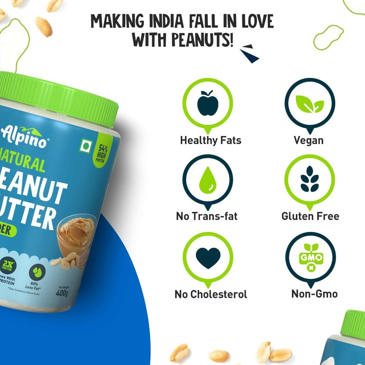 Alpino Natural Peanut Butter Powder Unsweetened - Distacart