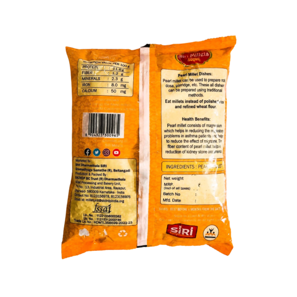 Siri Millets Organic Pearl Millet - Unpolished and Processed Grains (Sajje) - Distacart