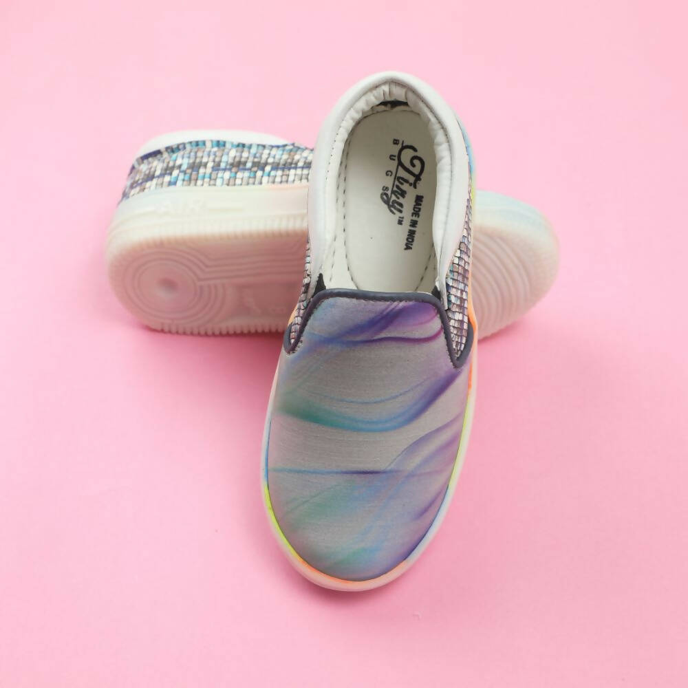 Tiny Bugs Unisex Sea Printed Slip Ons Sneakers - Grey - Distacart