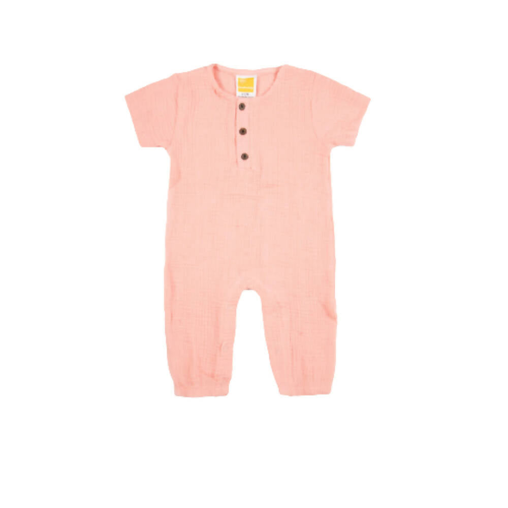 Sunshine Baby Cute Organic Muslin Cotton Babies Full Length Romper With Sleeve - Pink - Distacart