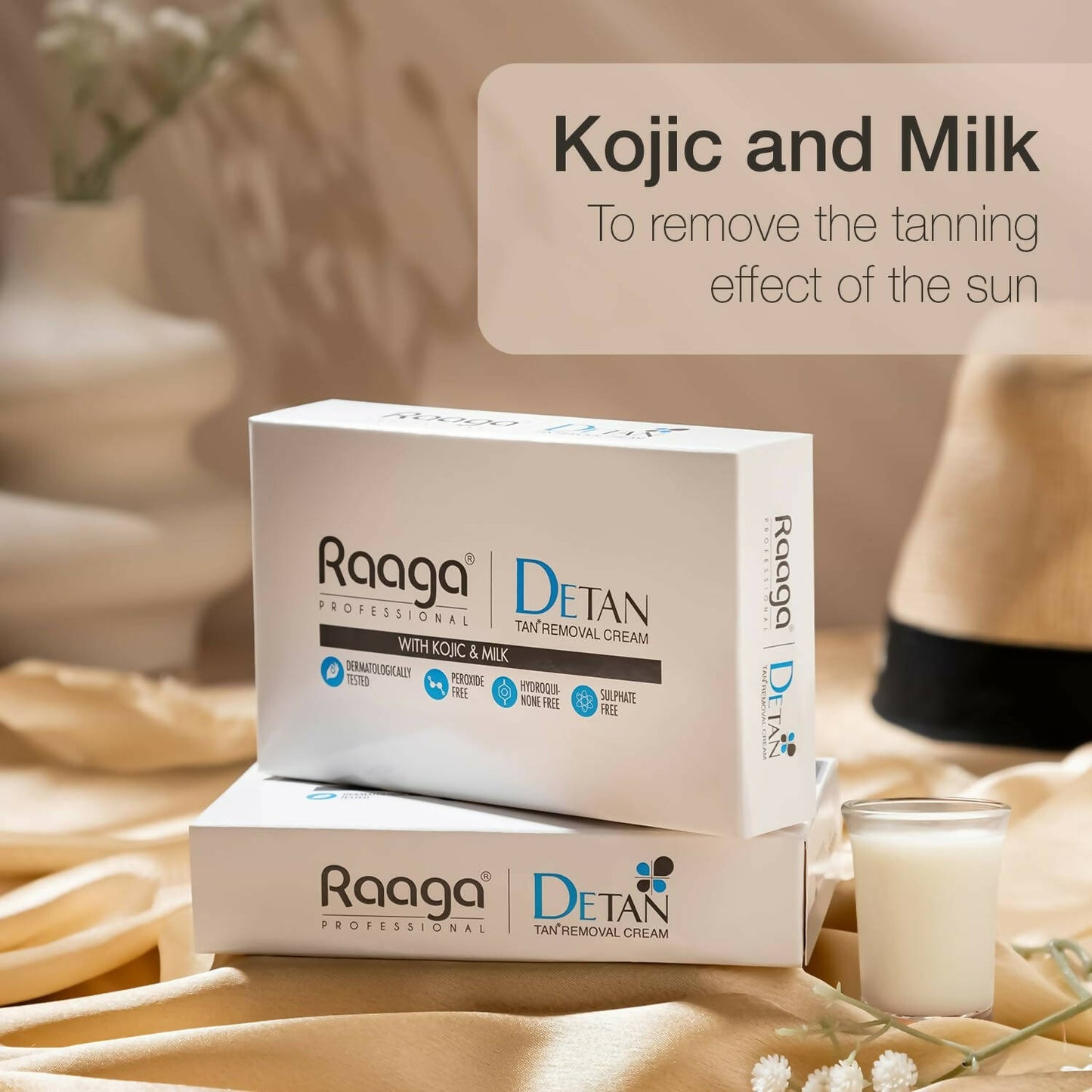 Raaga Professional De-Tan Tan Removal Cream Kojic & Milk - Distacart