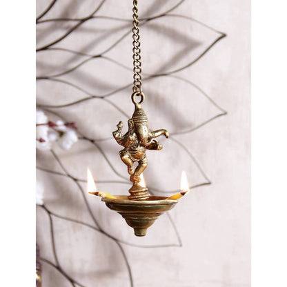 eCraftIndia Brown Dancing Ganesha Brass Hanging Diya - Distacart