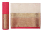 Thumbnail for Mimosa Women's Beige Kanchipuram Linen Saree - Distacart