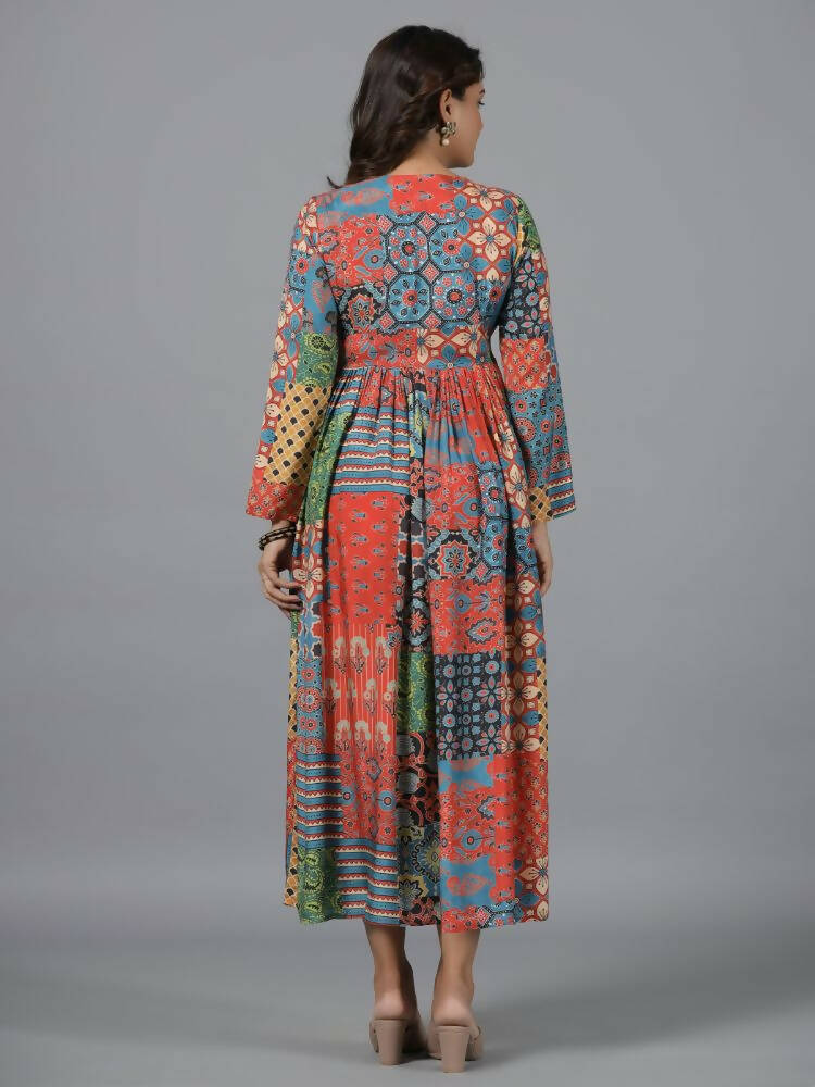 Juniper Women Red Muslin Printed Maxi Dress - Distacart