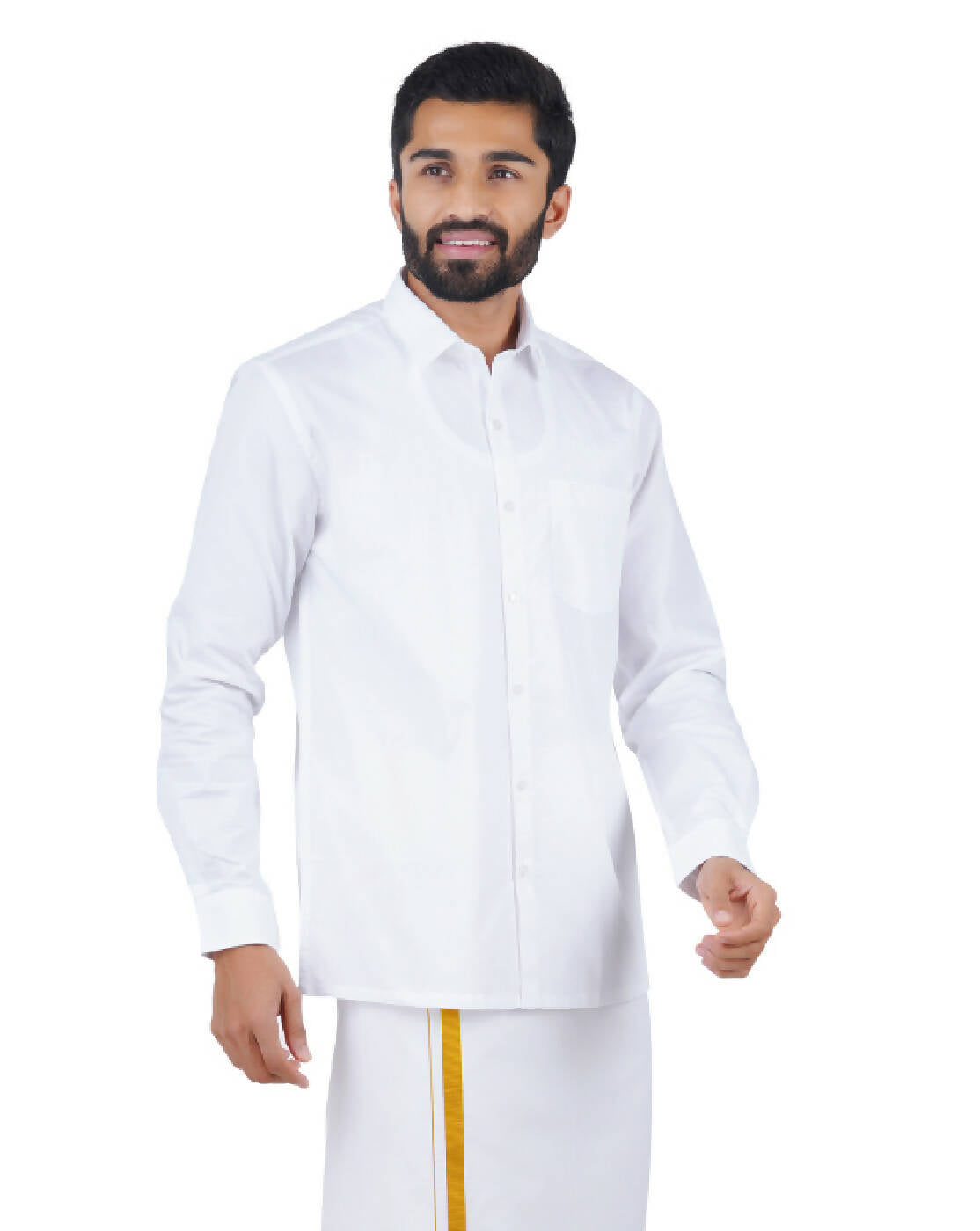 Ramraj Cotton Mens Full Sleeve Formal 100 % Cotton White Shirt - Distacart