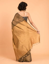 Thumbnail for Suta Black Gold Woven Design Zari Pure Linen Saree - Distacart
