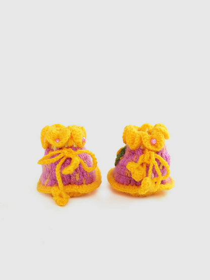 Chutput Kids Woollen Hand Knitted Self Desgin Detailed Booties - Yellow - Distacart