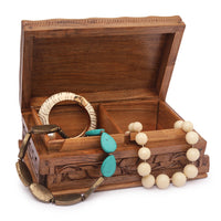 Thumbnail for Nizalia Carved Chinar Leaf Handmade Walnut Wood Jewellery Box