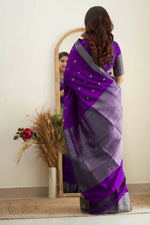 Thumbnail for DEIANA'S Beautiful Golden Jari with New Design Soft Lichi Silk Saree - Purple - Distacart