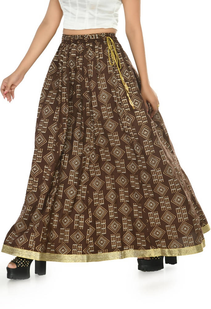 Mominos Fashion Moeza Cotton Coffee Color Printed Lehenga (Lancha)
