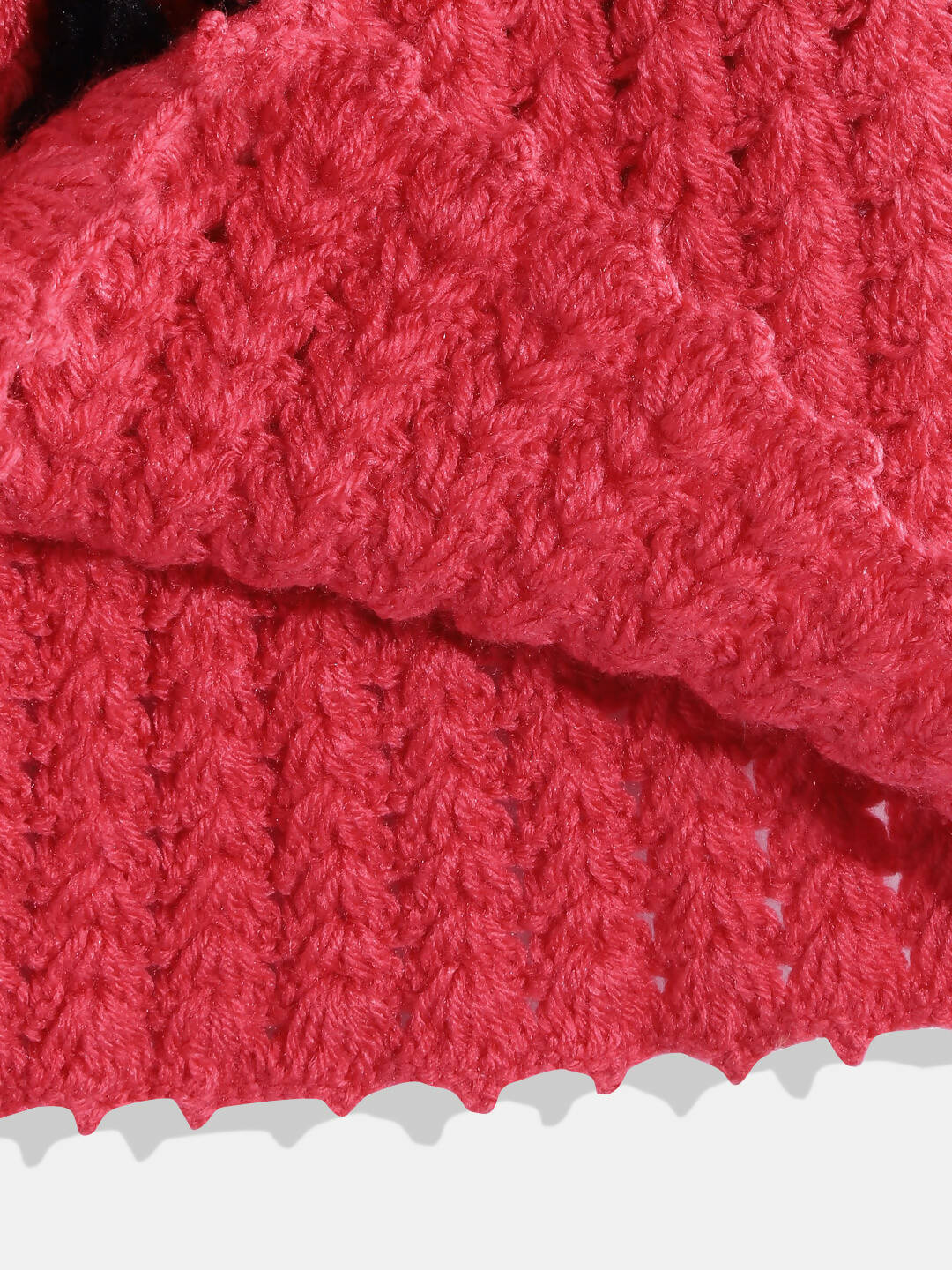 Chutput Kids Woollen Hand Knitted Short Sleeves Flower Detail Dress - Pink - Distacart