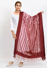 Thumbnail for Mominos Fashion Moeza Women's Orgenza Mirror Stripe Thread Work Maroon Dupatta - Distacart