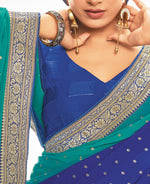 Thumbnail for Blue Georgette Foil Printed Saree With Unstitched Blouse Piece - Nitya - Distacart