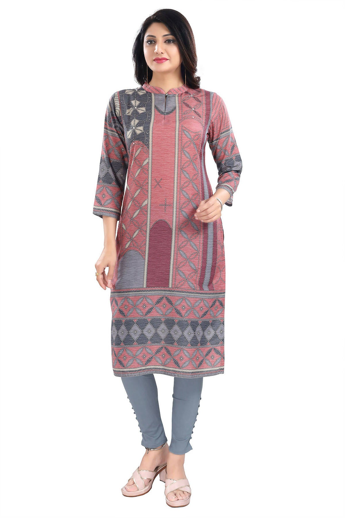 Snehal Creations Cherished Coral Digital Print Masleen Long Kurti Tunic - Distacart