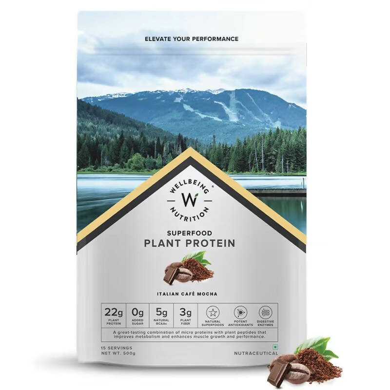 Wellbeing Nutrition Superfood Plant Protein Isolate - Italian Cafe Mocha - Distacart