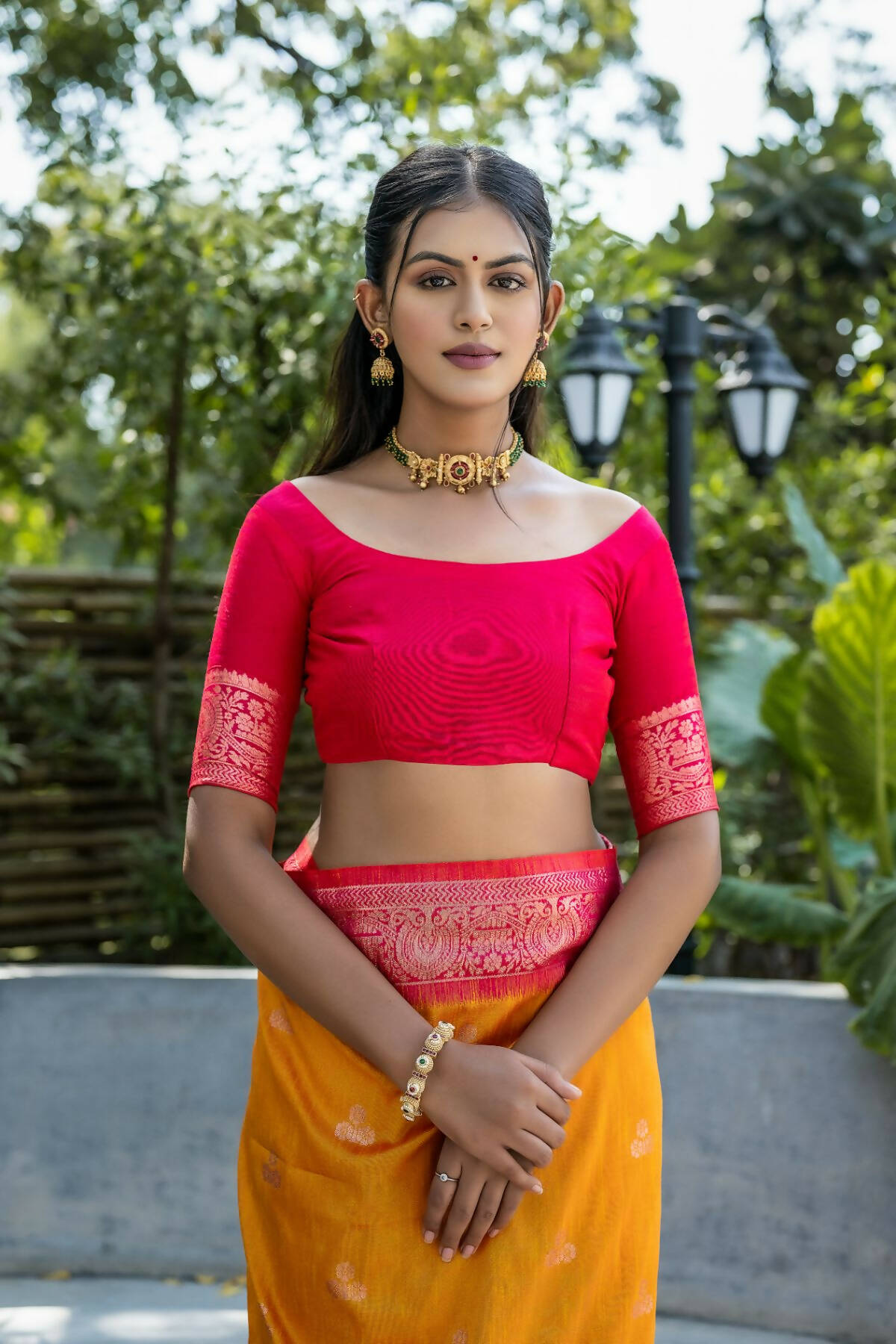 Vishnu Weaves Women's Yellow Banarasi Silk Zari Woven Saree with Blouse - Distacart