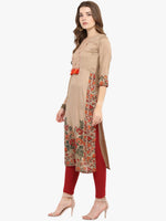 Thumbnail for Janasya Brown Printed Straight Kurta - Distacart
