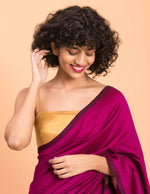 Thumbnail for Suta Pink Golden Colorblocked Saree - Distacart