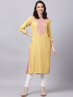 Thumbnail for Souchii Women Blue Floral Yoke Design Grandeur & Majestic Artwork Kurta - Distacart