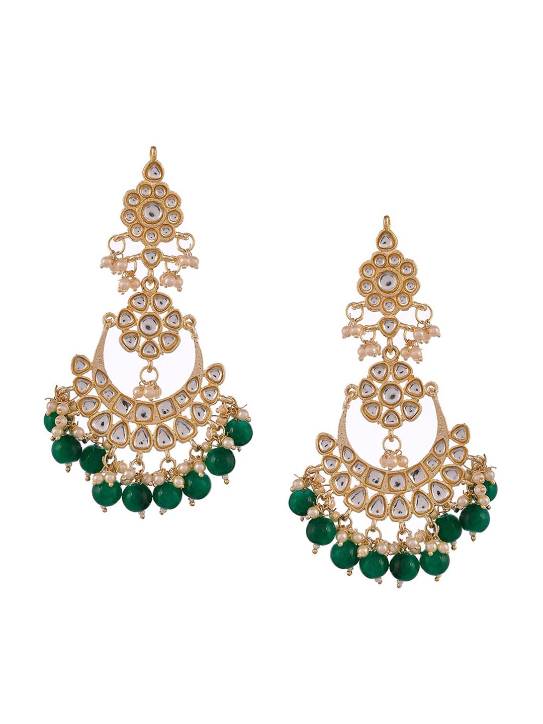 Shoshaa Green Contemporary Chandbalis Earrings - Distacart