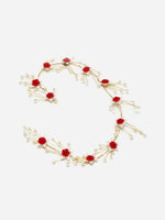 Thumbnail for Panash Women Gold-Toned & Red Embellished Tiara - Distacart