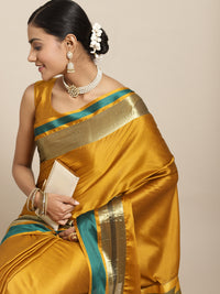 Thumbnail for Saree Mall Mustard Zari Silk Blend Uppada Saree - Distacart