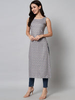 Thumbnail for Kalini Women Grey Geometric Printed Kurta - Distacart