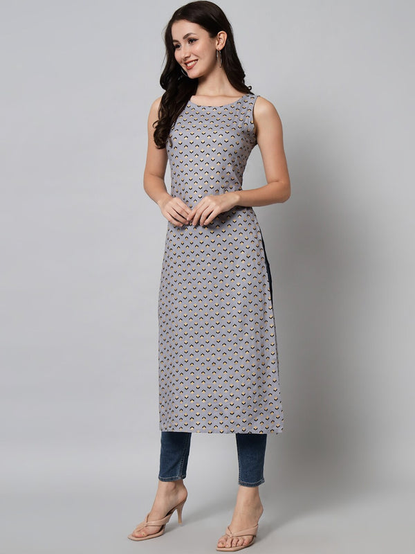 Kalini Women Grey Geometric Printed Kurta - Distacart