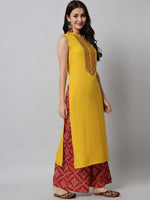 Thumbnail for Kalini Women Yellow Ethnic Motifs Yoke Design Kurta - Distacart