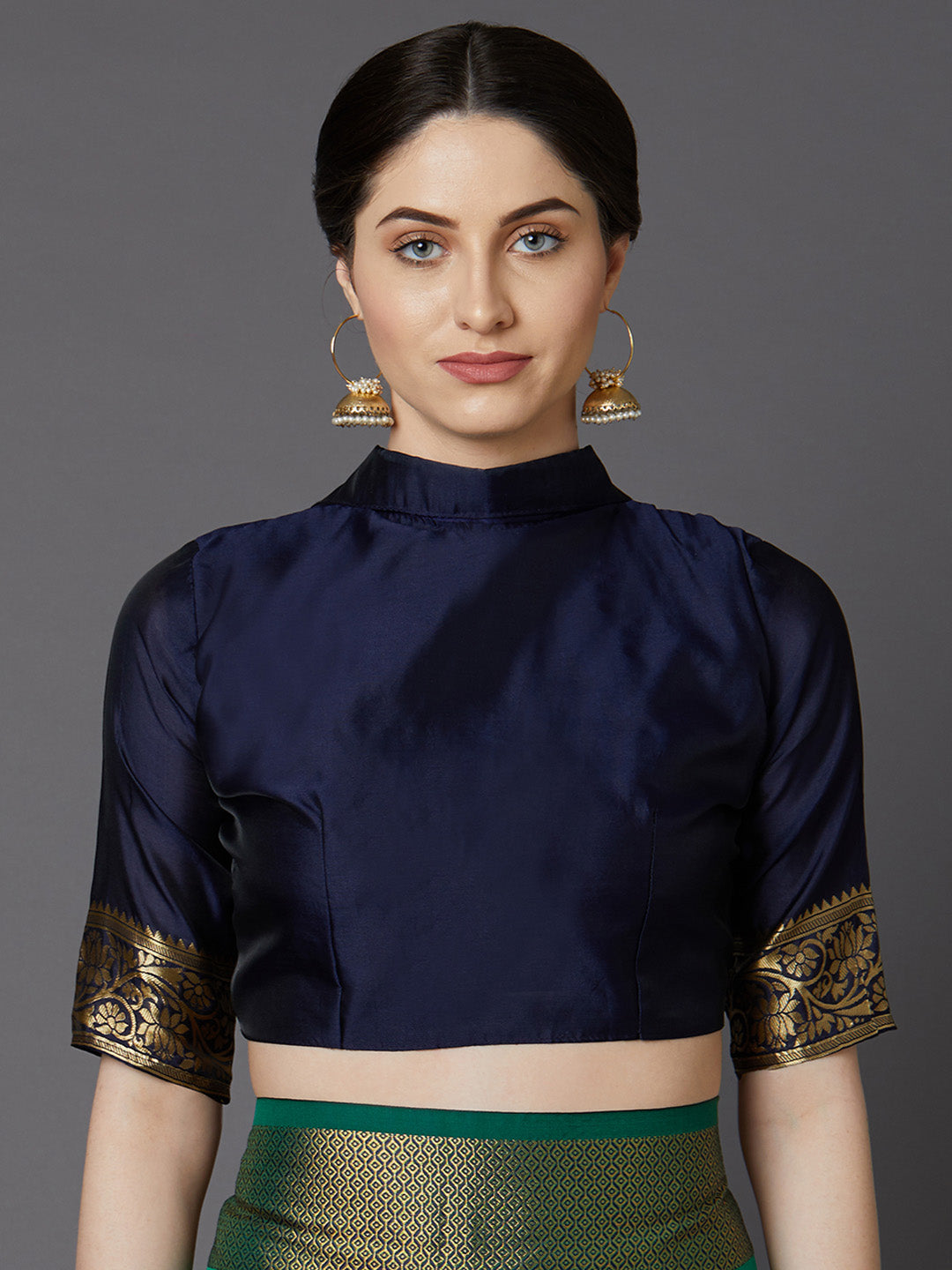 Mitera Green & Gold-Toned Silk Blend Woven Design Banarasi Saree - Distacart