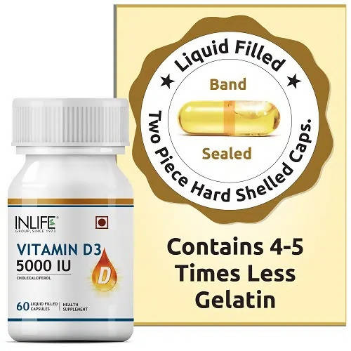 Inlife Vitamin D3 5000 IU Capsules With Gelatin