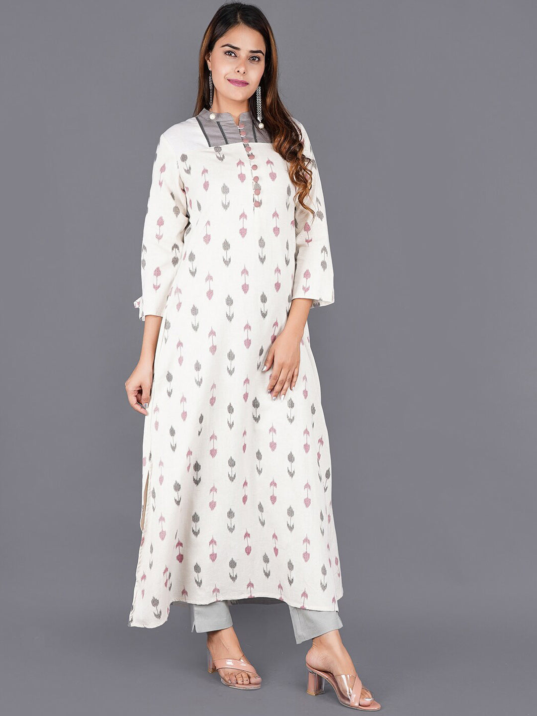 Kalini Women Off White Geometric Printed Anarkali Kurta - Distacart