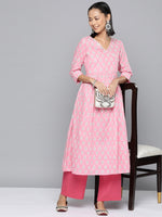 Thumbnail for HERE&NOW Ethnic Motifs Printed Sequined Detail Angrakha Kurta - Distacart