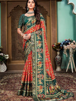 Thumbnail for Kalini Bandhani Printed Silk Cotton Banarasi Saree - Distacart