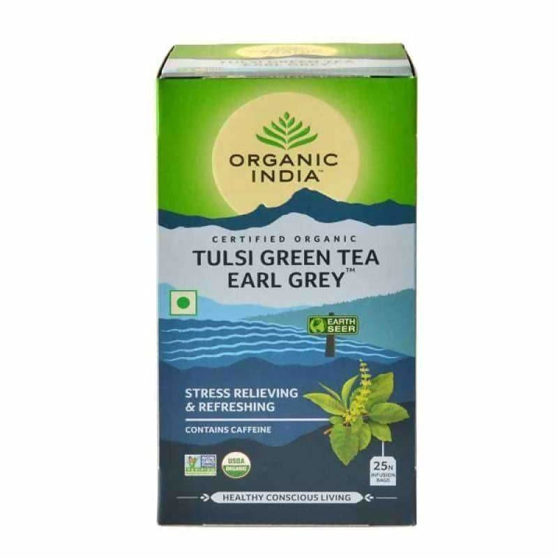 Organic India Tulsi Green Tea Earl Grey 25 Tea Bags - Distacart