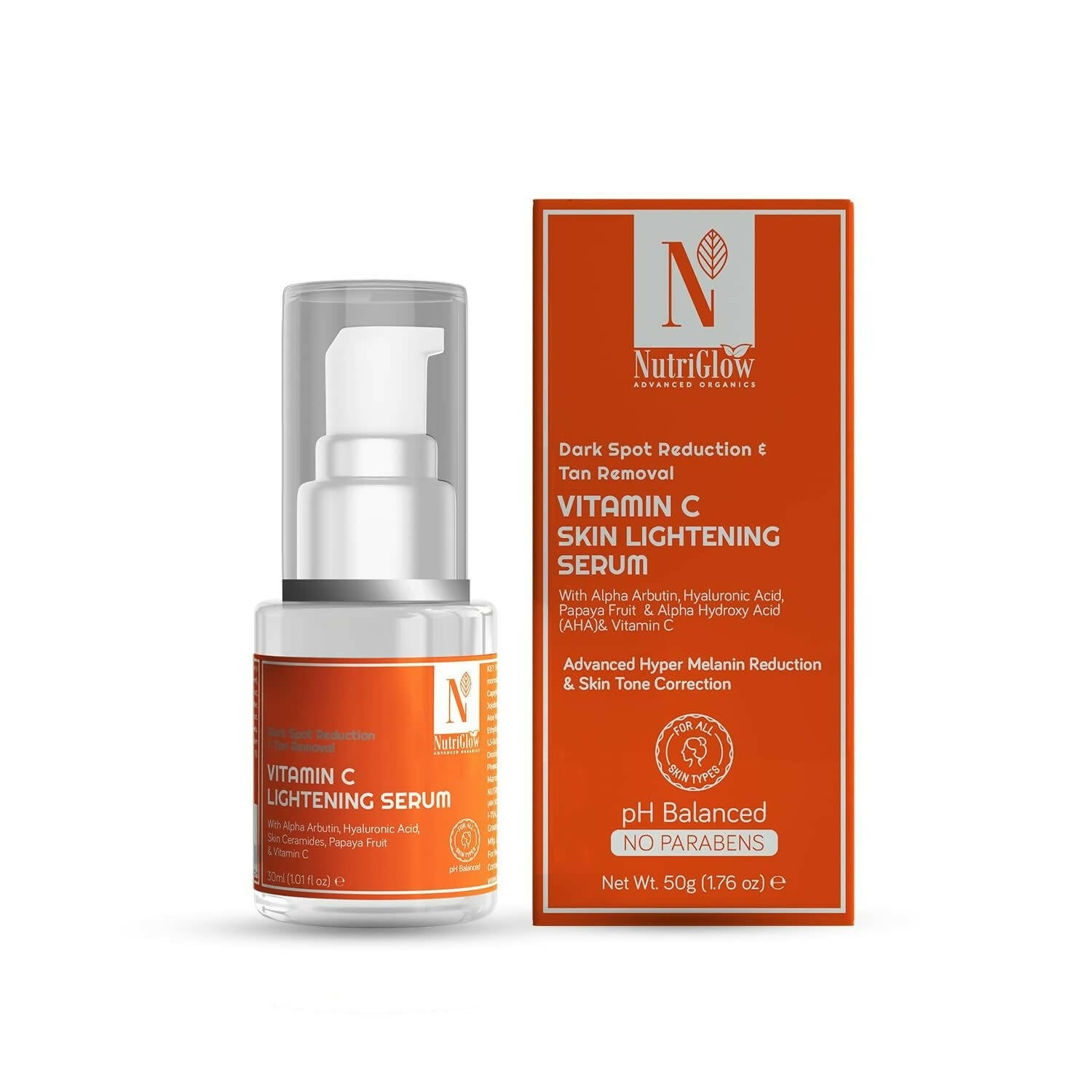 NutriGlow Advanced Organics Vitamin C Serum with Hyaluronic Acid - Distacart
