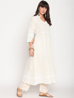 Thumbnail for Kalini Women Geometric Embroidered Chikanakari Anarkali Kurta - Distacart