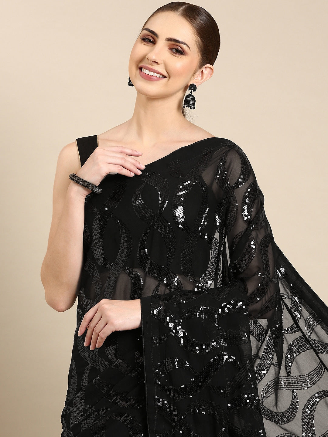 Mitera Abstract Sequinned Saree - Distacart