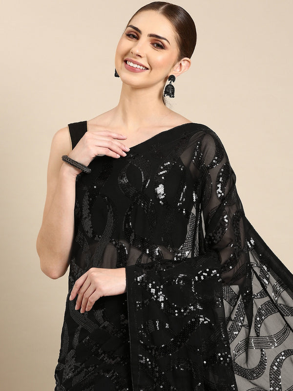 Mitera Abstract Sequinned Saree - Distacart