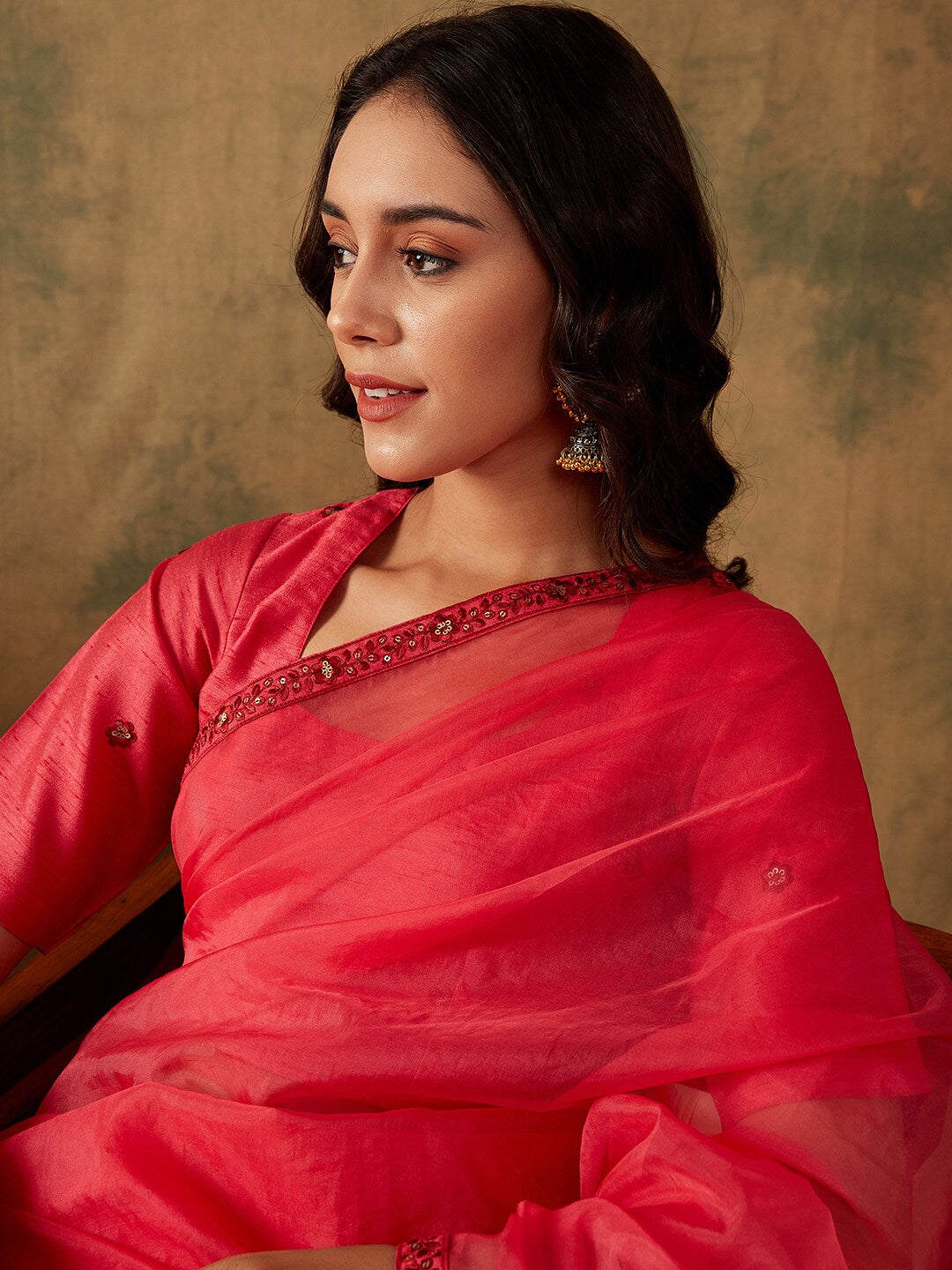Sangria Thread & Sequin Embroidered Border Sarees - Distacart