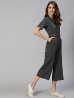 Thumbnail for Jaipur Kurti Women Black & White Checked Basic Jumpsuit - Distacart