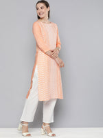 Thumbnail for HERE&NOW Women Ethnic Motifs Embroidered Pastels Kurta - Distacart