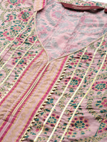 Thumbnail for Sangria Women Pink & Green Ethnic Print Anarkali Kurta - Distacart