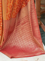 Thumbnail for Mitera Women Mustard & Gold-Toned Woven Design Zari Silk Blend Patola Saree - Distacart