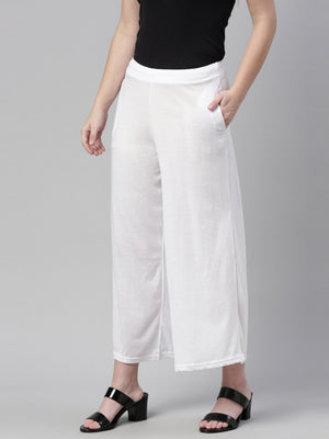 Souchii White Knitted Ethnic Palazzos - Distacart