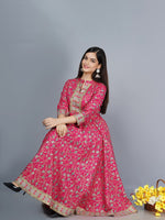 Thumbnail for Kalini Women Pink & Golden Ethnic Motifs Printed Anarkali Kurta - Distacart